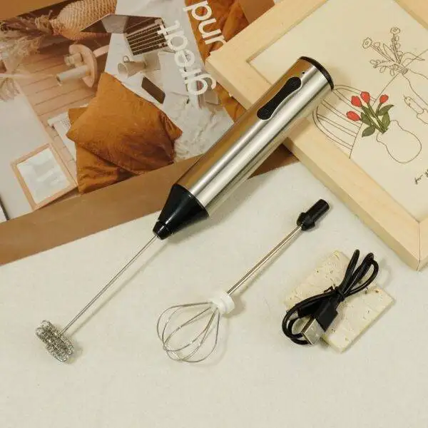 STEELNESS STEEL RECHARGEABLE COFFEE FROTHER WITH TWO HEAD DURABLE MOTOR