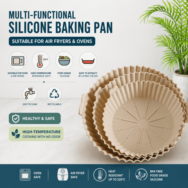 Air Fryer Silicone Liner - Foldable Silicone Tray-Liner (Large 20.5CM) 1PCS